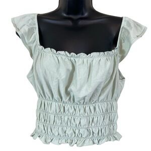 ASOS Miss Selfridges Mint Green Ruched Crop Top